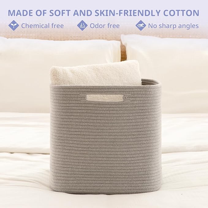 OIAHOMY Storage Cubes, 13 Inch Cube Storage Organizer, Collapsible Storage Bins, Baskets for Organizing, Storage Bins for Shelves-Grey, 2-PACK