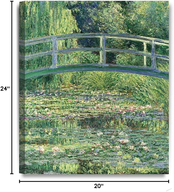DECORARTS - The Japanese Bridge (The Water-Lily Pond), Claude Monet Art Reproduction. Giclee Canvas Prints Wall Art for Home Decor 24x20