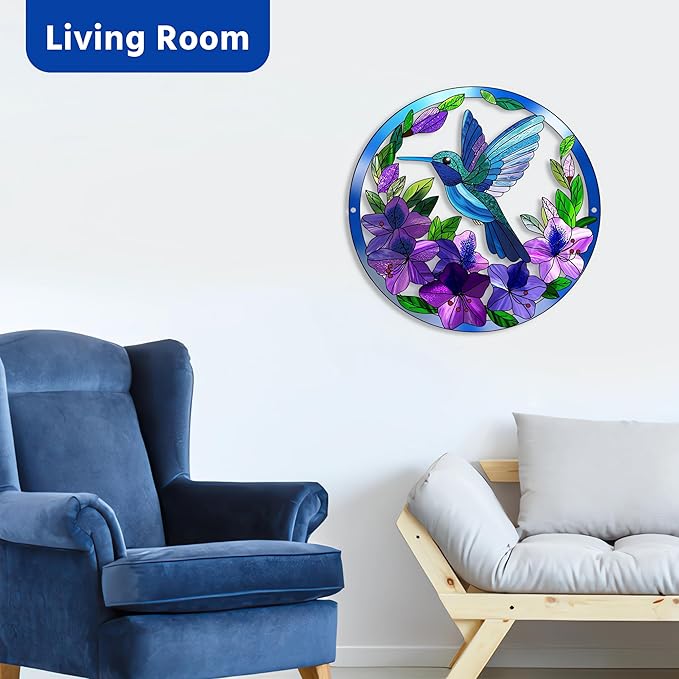 Zoihet Metal Hummingbird Wall Art Decor- Outdoor Wall Art for Patio, Garden and Fence Decorations, Bird Wall Silhouette Indoor and Outdoor Hanging