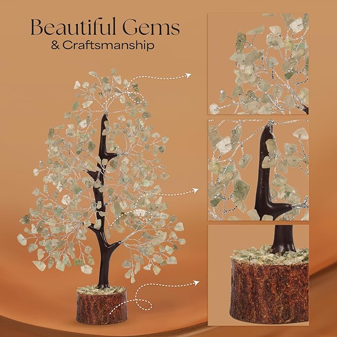 Green Jade Stone Money Tree | Tree of Life | Energy Healing Stones | Feng Shui Bonsai | Reiki Crystal Healing | Good Luck | Chakra Tree | Spiritual | Crystal Gifts | Office Home Decor