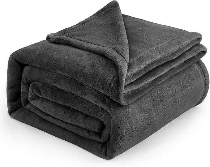 Bedsure GentleSoft Fleece Blanket California King Size Charcoal - Lightweight Plush Fuzzy Cozy Soft Bed Blankets, 102x96 inches