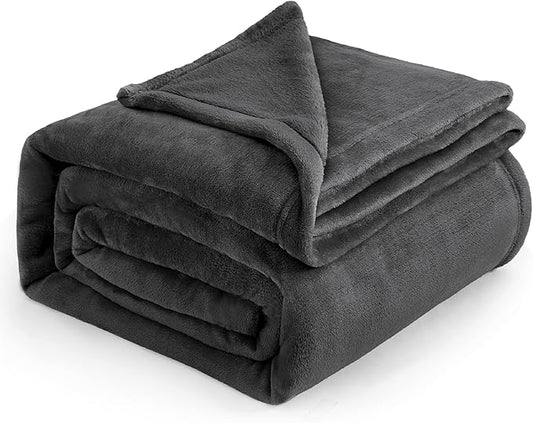 Bedsure GentleSoft Fleece Blankets Queen Size Dark Grey - Bed Blanket Soft Lightweight Plush Fuzzy Cozy Luxury Microfiber, 90x90 inches