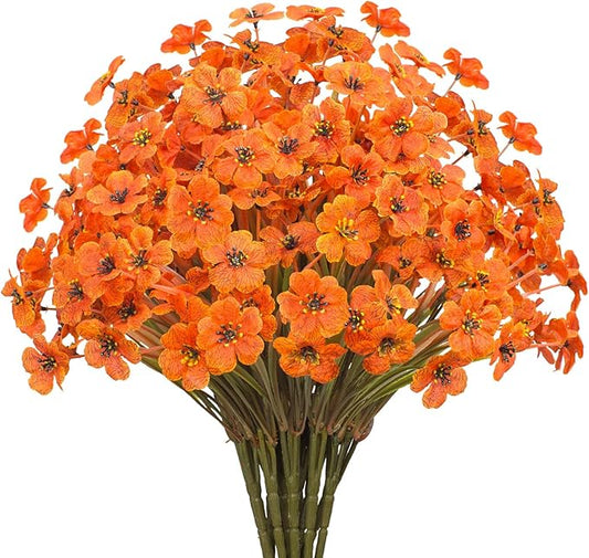 21 Bundles Outdoor Artificial Flowers UV Resistant Fake Silk Flowers No Fade Faux Plastic Plants Garden Porch Window Box Decoration(Autumn Orange)