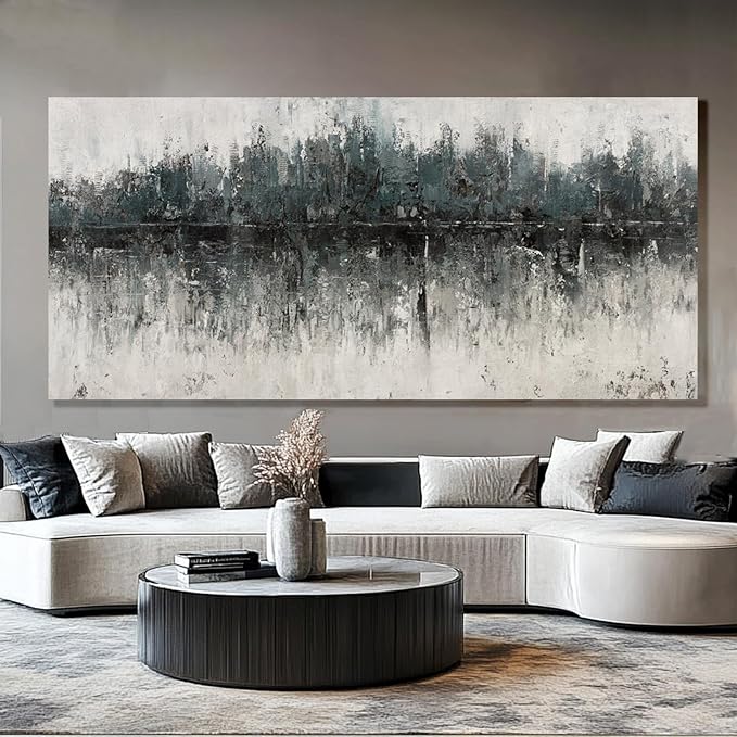 SDYA Abstract Wall Decorations for Living Room/Green and Grey Painting Artwork on Canvas/Master Bedroom Wall Decor/Posters for Room Men Office Dining Room 29"x 58"