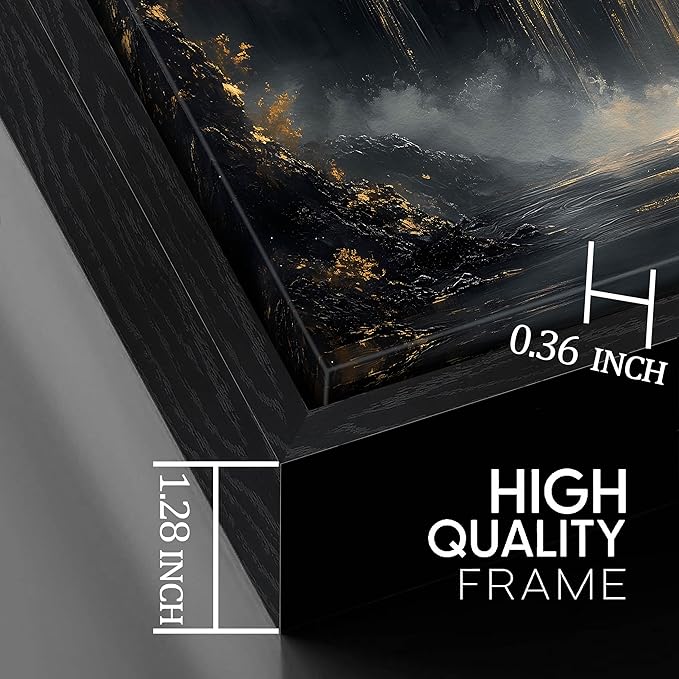 Waterfall Artwork for Wall Living Room - Mountain Pictures Wall Decor for Office - Large Black Framed Wall Art for Bedroom Size 29" x 59"