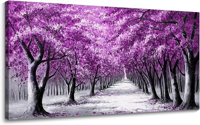 YCPRIMER Purple Wall Art for Living Room Forest Pictures for Bedroom Wall Decor Landscape Large Prints for Wall Decor Nature Canvas Painting Artwork for Walls Contemporary Home Decoration 20×40IN