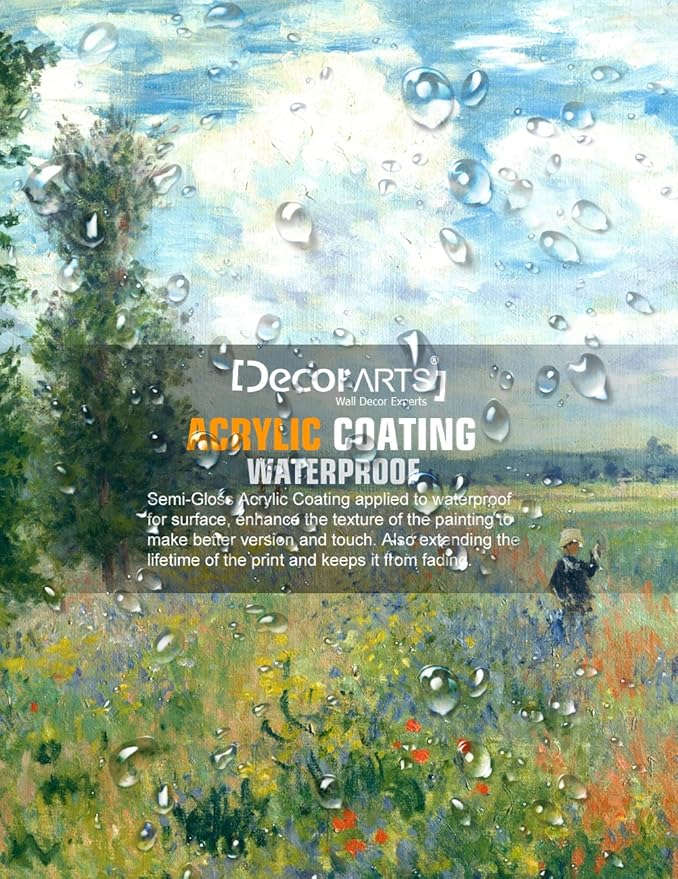 DECORARTS - Poppy Fields near Argenteuil, Claude Monet Art Reproduction. Giclee Canvas Prints Wall Art for Home Decor 20x16