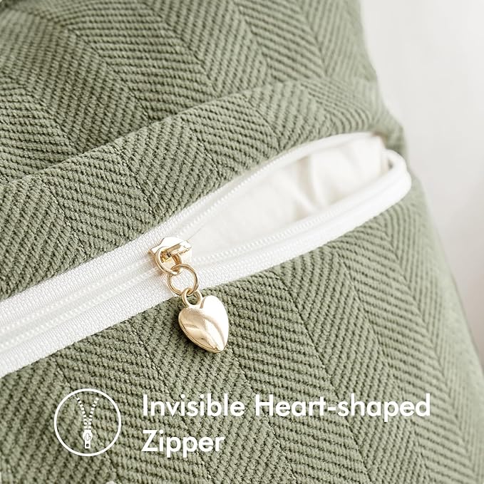 MIULEE Pack of 2 Sage Green Decorative Pillow Covers 22x22 Inch Soft Chenille Luxurious Couch Throw Pillows Farmhouse Cushion Covers Euro Shams with Elegant Design for Sofa Bed Living Room Home Decor