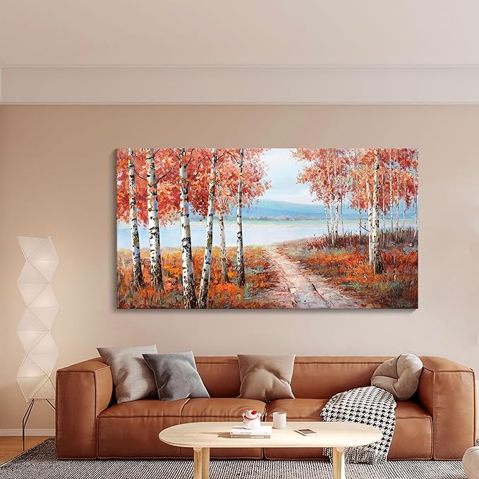 YDYSUNE Large Painting Wall Art Expertly Picture for Living Room Red and White Home Bedroom Decoration Tree Framed Artwork Decor 24X48