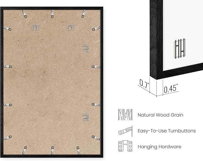 HAUS AND HUES 24"x36" Black Oak Wood Frames Set of 6-24"x36" Picture Frames for Wall, 24"x36" Black Picture Frame, Poster Frame 24"x36" Frames for Wall, 24"x36" Poster Frame Black (Black Oak)