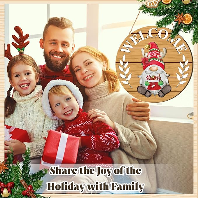 Qunclay Interchangeable Wooden Gnome Decor Holiday Seasonal Gnome Decorations with Magnet Pieces and Detachable Hats Changeable Welcome Sign for Home(Fresh Style)