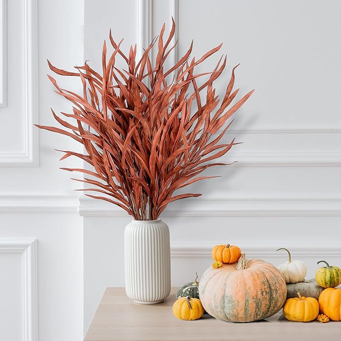 Sggvecsy 6 Pcs Fall Leaves Stem Artificial Autumn Branches Fake Leaf Bouquet Fall Artificial Plants for Home Vase Thanksgiving Table Centerpieces Harvest Floral Arrangement Festival Decor
