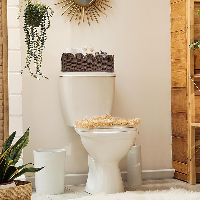 Storage Basket Wicker Baskets for Organizing Toilet Paper Storage Basket for Toilet Tank Top,Brown