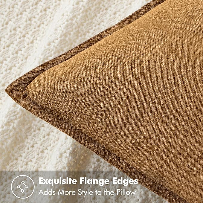 MIULEE Decorative Linen Euro Sham Pillow Covers 24x24 Hazel Boho Farmhouse Neutral Couch Throw Pillows for Bed Pack of 2 Accent Modern Pillowcase Sofa Livingroom Home Decor