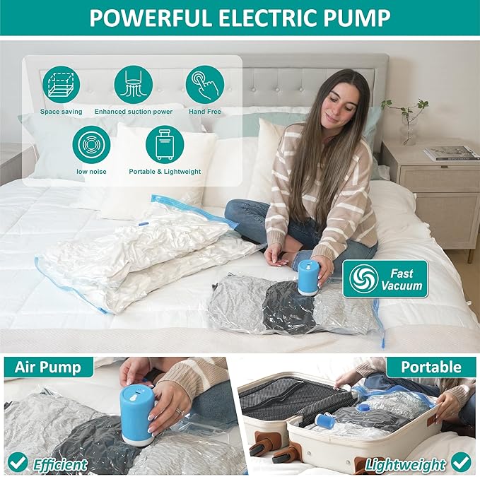30 Pack Space Saver Storage Bags with Electric Air Pump