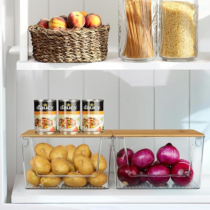 2 PACK Pantry Organizers and Storage Stackable Kitchen Countertop Organizers for Onion, Potato, Garlic, Fruit, Produce, Vegetable