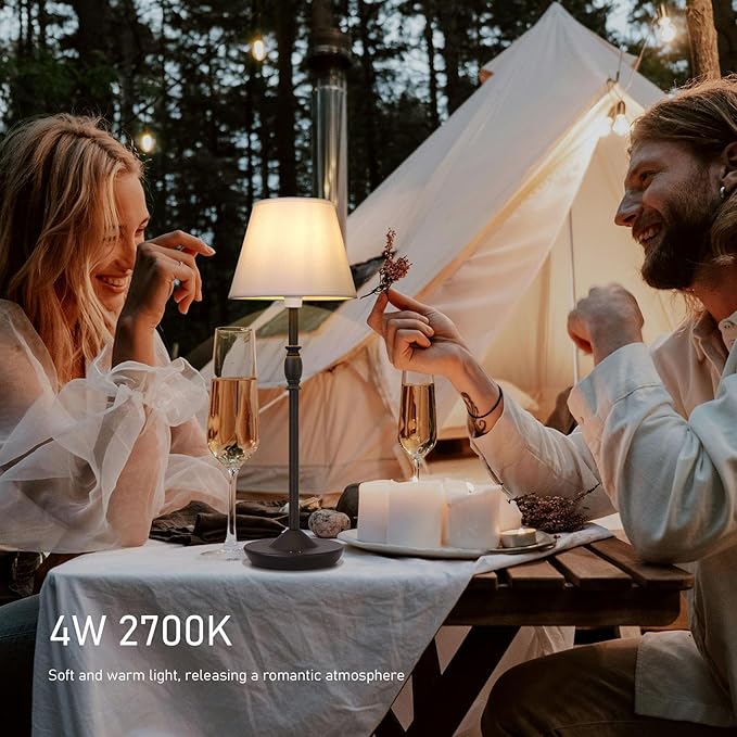 Cordless Table Lamp Portable Small LED Touch Lamp with Dimmer, 18" 2700K Rechargeable Battery Light for Bedside, Dining Room, Bedroom Lamp, Patio, Bar, Night Light, Bathroom (Sand Black)