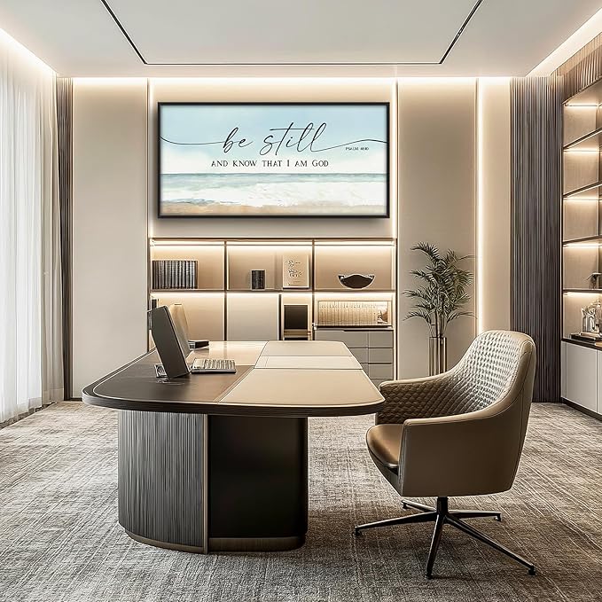 Flintis Large Christian Wall Art Be Still and Know That I Am God Sign Pictures Wall Decor Bible Verse Canvas Painting Print Artworks Framed for Living Room Bathroom Master Bedroom Office 60L x 30W