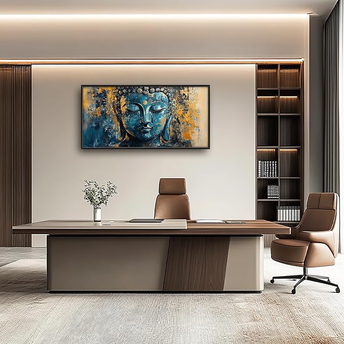 Olivine Buddha Wall Art, Zen Pictures Wall Decor, Rustic Religious Canvas Prints Painting, Framed Artwork for Bathroom Bedroom Living Room Office Home Spa Mediation Room Decoration 60"x30"