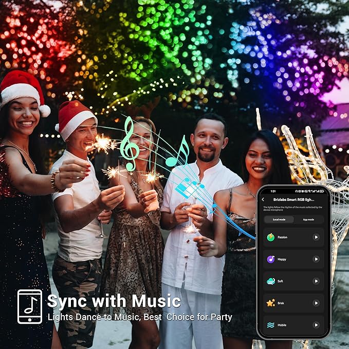 Brizled Smart Color Changing Christmas Lights - 65ft 198 LED WiFi String Lights, App Control, Dimmable, RGB, Work with Alexa & Google Home, Indoor/Outdoor Party Decor