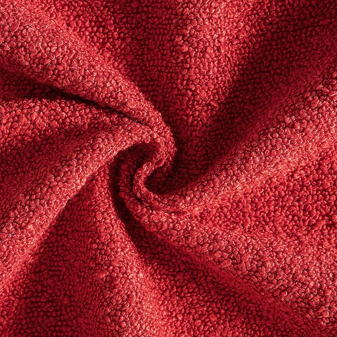 MIULEE 22x22 Inch Decorative Euro Sham Throw Pillows for Bed Set of 2 Textured Boucle Neutral Throw Pillow Covers Red Accent Solid Euro Couch Pillowcase Cozy Soft Sofa Livingroom Home Decor