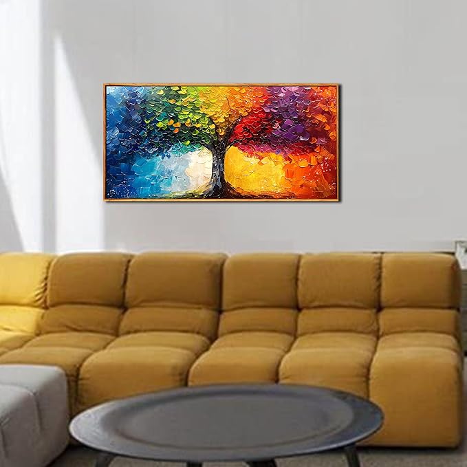 ZHAOSHOP Tree of Life Wall Art for Living Room - Colorful Wall Art for Bedroom - Modern Room Decor Teen Girls With Wooden Frames Size 20" x 40"