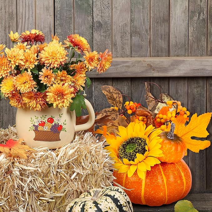 DomeStar Pumpkin Decor, Fall Centerpieces for Tables, Artificial Pumpkins for Decorating, Faux Fall Decorations for Home Table Thanksgiving Halloween Indoor Outdoor Porch Classroom Decor