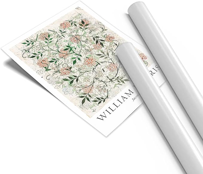 WRFON Unframed Sage Green Botanical Wall Art, Vintage Matisse Flower Market Wall Decor, Retro William Morris Floral Canvas Painting Prints for Gallery Wall, Living Room Bedroom 12"x16"x3