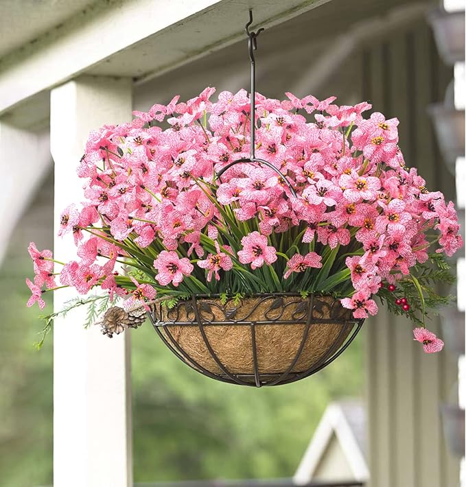 20 Bundles Artificial Flowers, Outdoor Indoor UV Resistant Fake Flowers No Fade Faux Plastic Plants Garden Porch Window Box Decoration