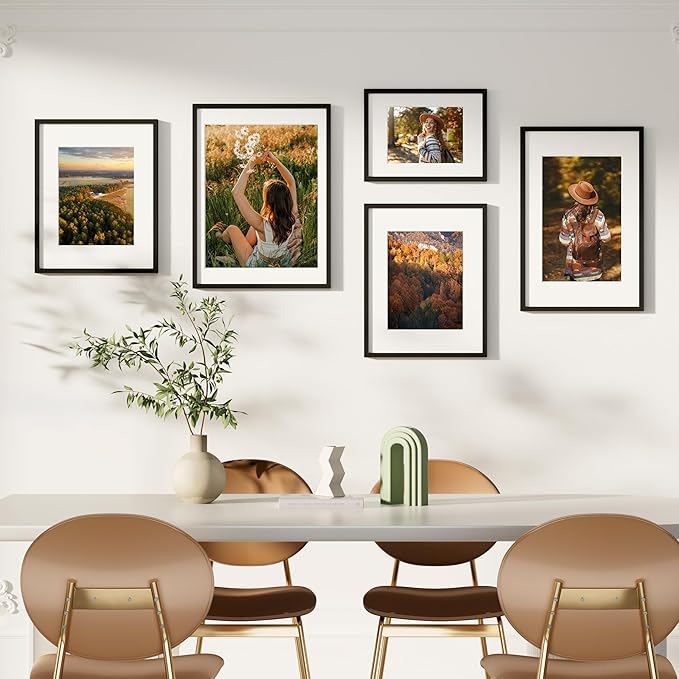 Vittanly 11x14 Picture Frame, Display Photo 8x10 with Mat or 11x14 without Mat, Plexiglass, Vertical or Horizontal Display, Perfect for Presents, Black, 1 Pack