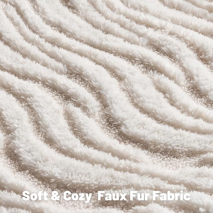 FUTEI White Decorative Throw Pillow Covers 18x18 Inch Set of 2,Soft Faux Fur Geometric Shapes Texture Cushion Case,Boho Home Decor for Couch Bed Living Room