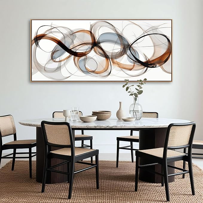 Large Abstract Framed Canvas Wall Art for Living Room, Bedroom, Office - Textured Brown Modern Artwork for Walls - Minimalist Home and dining room Decor Wood decorations