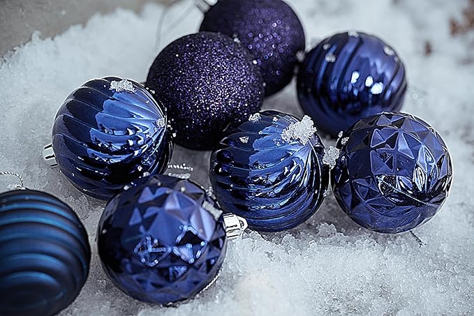 Valery Madelyn Christmas Ornaments Tree Decorations Set for Fall Halloween, 24ct Navy Blue Shatterproof Ball Ornaments, 2.36" Hanging Ornament Bulk for Xmas Holiday Party Decor