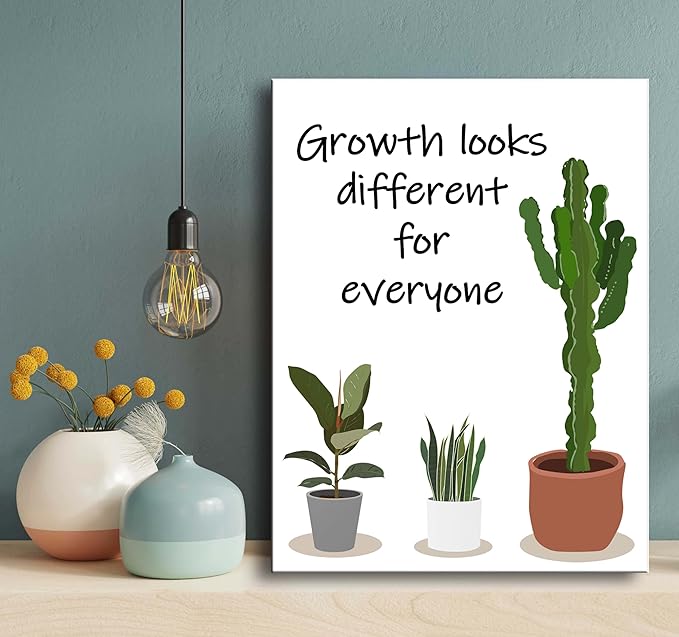 Ploceiny Inspirational wall decor for office,Growth Looks Different for Everyone Plant Motivational wall art for Home decor, Motivational posters for classroom decor A-381