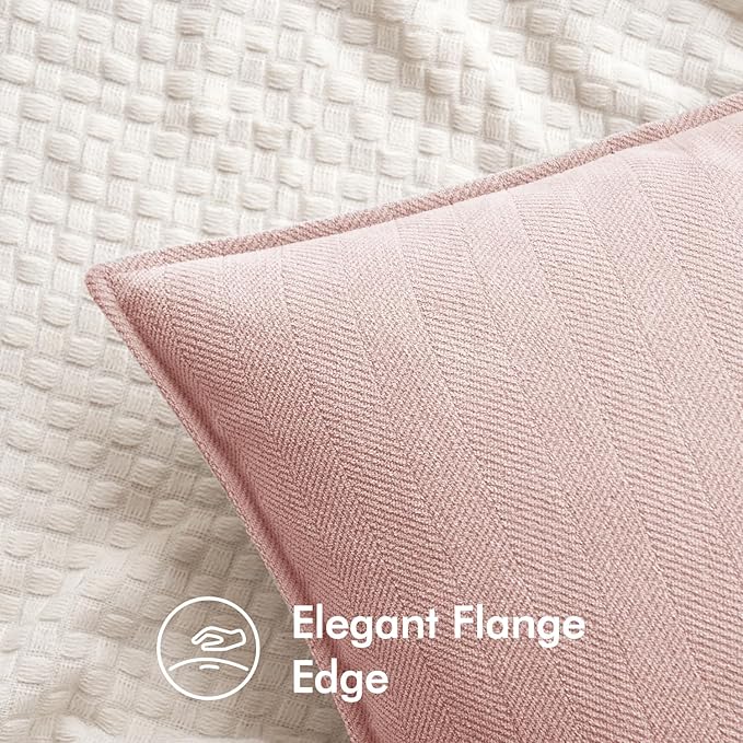 MIULEE Pack of 2 Pink Decorative Pillow Covers 20x20 Inch Soft Chenille Luxurious Couch Throw Pillows Farmhouse Cushion Covers with Elegant Design for Sofa Bedroom Living Room Home Decor