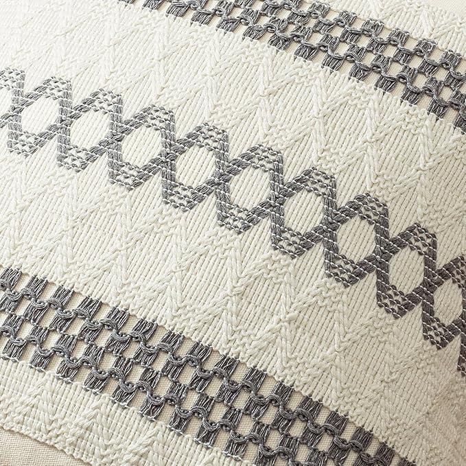 MIULEE Set of 2 Gray Boho Decorative Pillow Covers 20x20 Inch Farmhouse Rustic Couch Throw Pillows Modern Spring Cotton Cushion Covers Retro Cute Macrame Woven Home Decor for Bed Sofa Chair