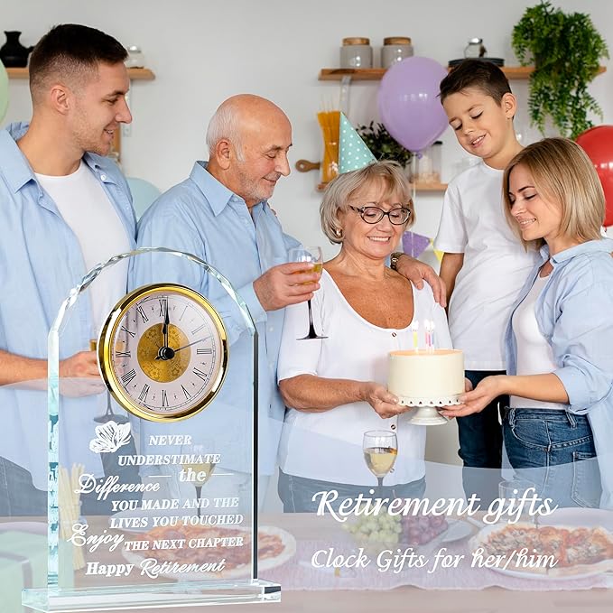 Qianwei Retirement Gifts - Crystal Clock, Going Away & Farewell Gifts for Women, Men, Nurses, Teachers & Friends