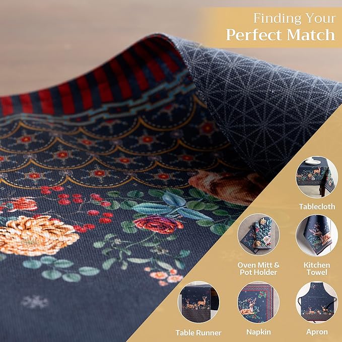 Maison d' Hermine Placemats Set of 4 100% Cotton Washable Cloth Place Mats, Reusable Table Mats for Kitchen Dining Decoration, Party, Wedding, Restaurant (Christmas Joy, 13" x 19")