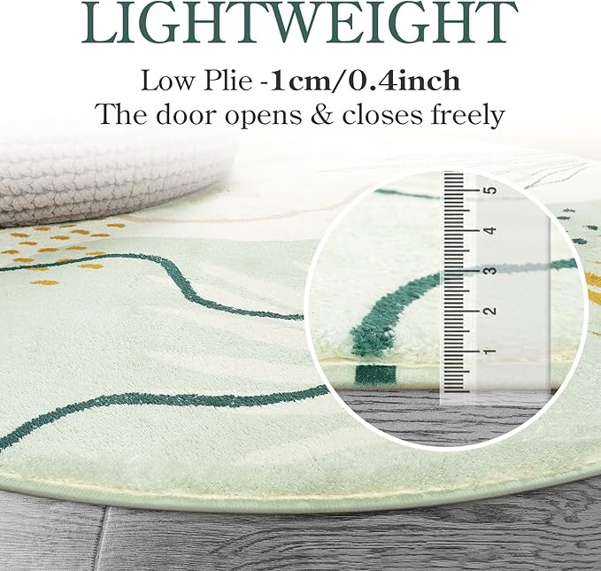 Lahome Green Machine Washable Living Room Rugs - 4x6 Area for Bedroom Throw Non-Slip Lightweight Dining Rug, Boho Botanical Print Soft Indoor Carpet Office Laundry Kitchen Entryway 4' x 6'