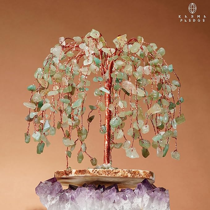 Green Aventurine Healing Crystal Tree of Life, Home and Office Desk Decor, Feng Shui Bonsai Trees for Postive Energy, Money, Good Luck, Christmas Decor, Spiritual Birthday Gifts for Women, Mom