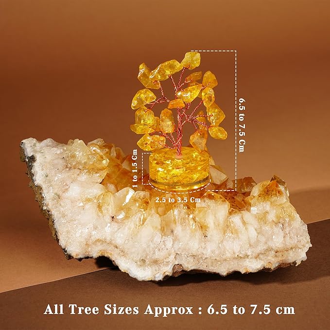 Crystal Tree Desk Decoration, Tree of Life 7 Chakra Healing Crystals & Stones for Positive Energy, Good Luck Gifts for Women and Mens, Set of 12 Handcrafted Trees for Home & Office (Orgone Base)