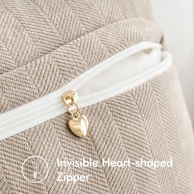 MIULEE Pack of 2 Beige Decorative Pillow Covers 26x26 Inch Soft Chenille Luxurious Couch Throw Pillows Farmhouse Cushion Covers Euro Shams with Elegant Design for Sofa Bedroom Living Room Home Decor