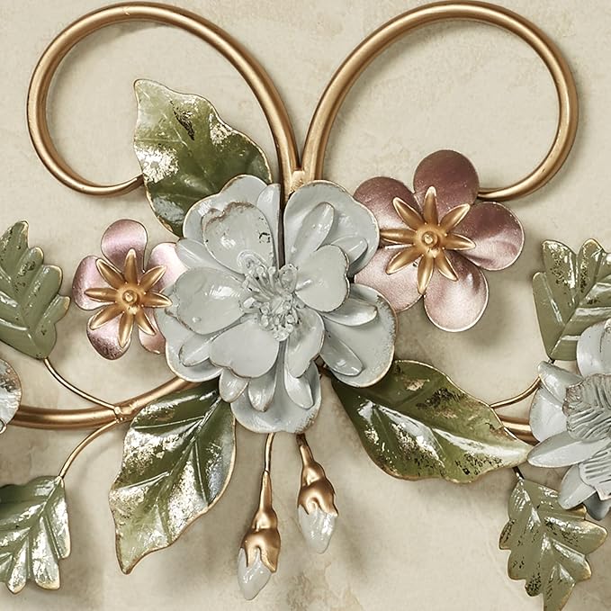 Touch of Class Flowering Charm Metal Wall Topper - Metal - Pink, Gray, Green, Taupe, Gold - Flowers Sculpture for Bedroom, Bathroom, Living Room, Dining Room, Office, Entryway, Foyer