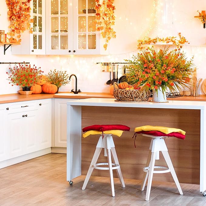 Uieke 20 Bundles Artificial Fall Flowers Outdoor UV Resistant Fake Autumn Flowers No Fade Faux Plastic Plants Thanksgiving Garden Window Box Farmhouse Décor