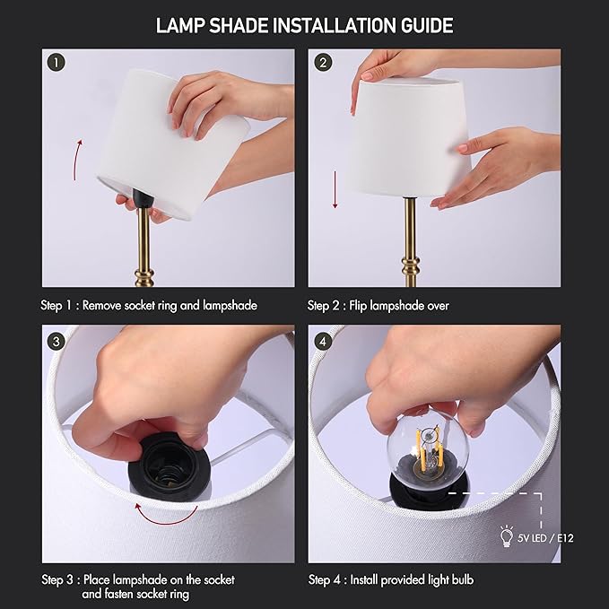 O’Bright Seraph - Cordless LED Table Lamp with Dimmer, Built-in Rechargeable Battery, 3-Level Brightness, Patio Table Lamp, Bedside Night Lamp, Ambient Light for Restaurant, Antique Brass