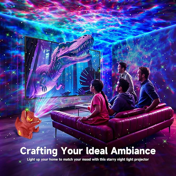 Dinosaur Night Light Projector,22 White Noises+316 Color Modes Galaxy Projector for Bedroom, Bluetooth Speaker Star Projector Light Projector for Bedroom, Star Projector Galaxy Light Projector