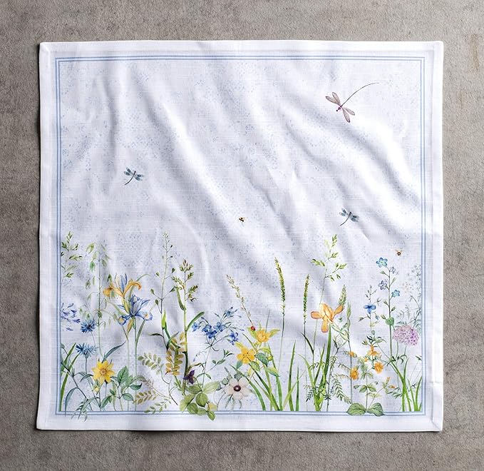 Maison d' Hermine Cloth Napkins Set of 4 100% Cotton Everyday Reusable Square Napkins Cloth Washable, Dinner, Party, Wedding, Restaurant, Spring/Summer (Fleurs De Mai, 20" x 20")