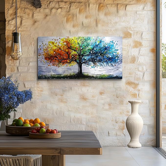 crmotu Tree of Life Large Wall Art, Colorful Tree Canvas Art Prints, Abstract Landscape Watercolor Painting, Modern Wall Decorations Living Room Bedroom Bathroom, Home Office Decor Pictures 20"X40"