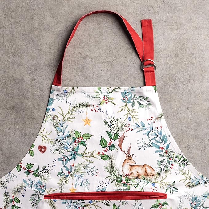 Maison d' Hermine 100% Cotton Apron for women with Pocket Kitchen Chef Apron for Men Cooking Gardening Server Waitress