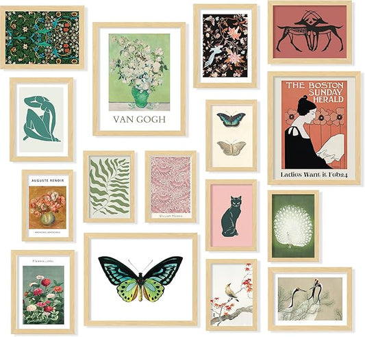 97 Decor Vintage Eclectic Home Decor - Boho Gallery Wall Art Prints Set, Cute Dorm Posters For Room Aesthetic Pictures, Earthy Boho Wall Decor For Teen Girl Bedroom Apartment Decoration (Unframed)